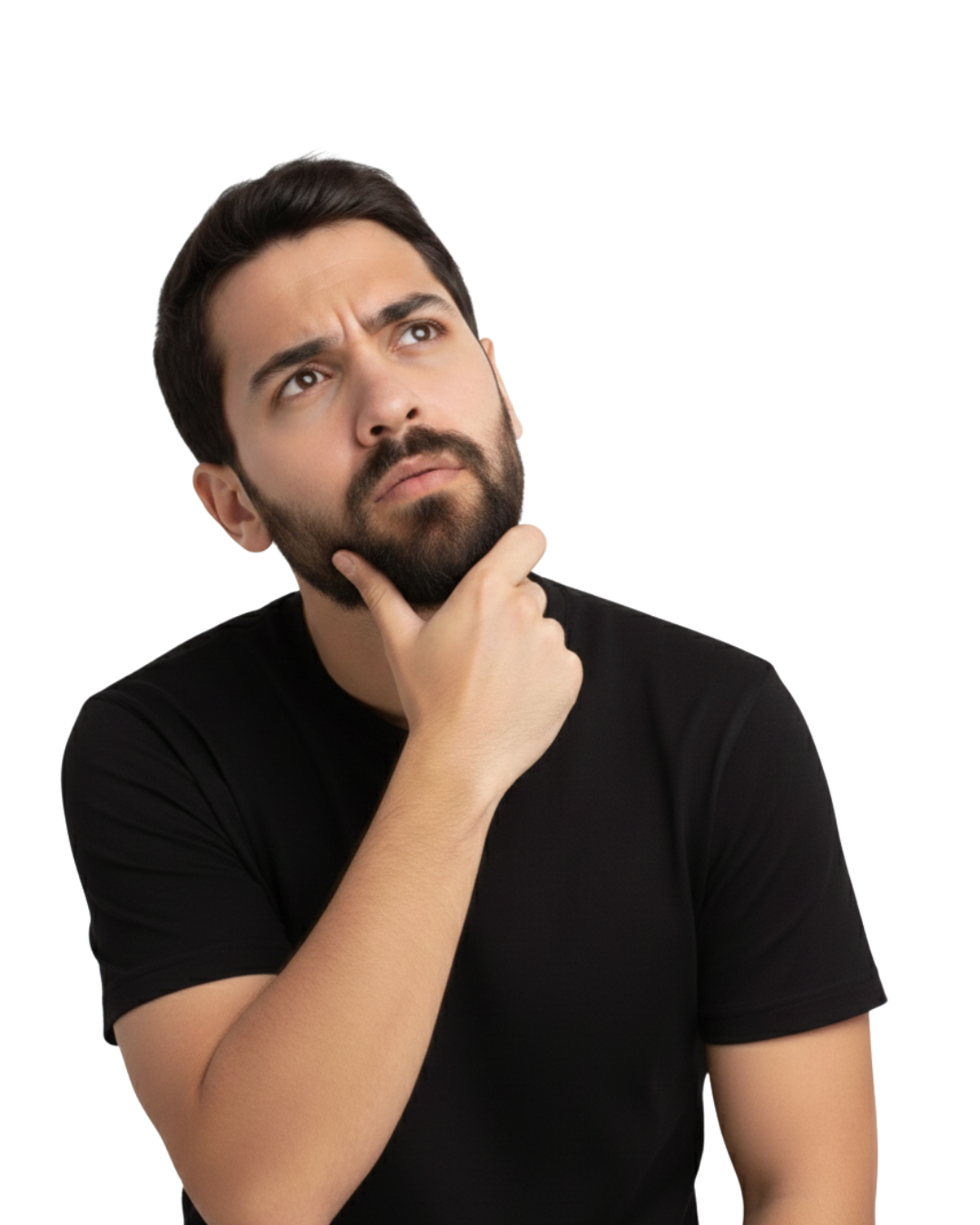 Homem pensativo olhando para cima